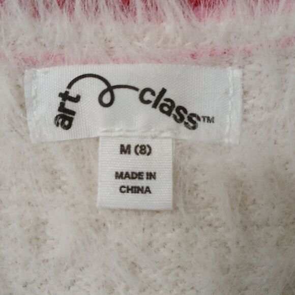 Art Class soft faux fur heart holiday short sleeve sweater Sz M (8) NWOT - Picture 5 of 6